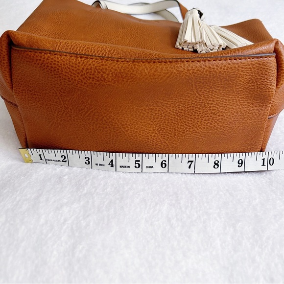 Faux Leather Small Shoulder Tote Bag Brown - Picture 9 of 9